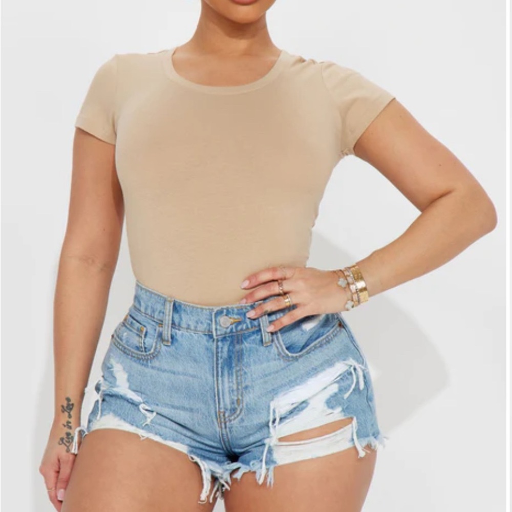 Fashion Nova Sabrina Crew Neck Tee - Taupe